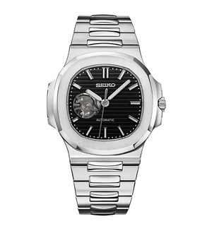 Seiko Mod Nautilus (Open Heart) Silver - Black