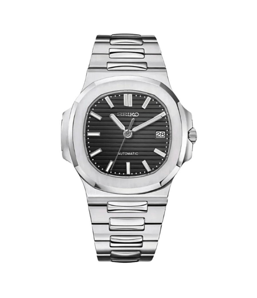 Seiko Mod Nautilus Silver Black