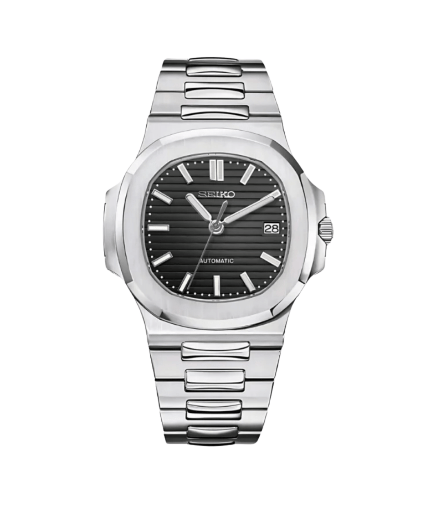 Seiko Mod Nautilus Silver Black