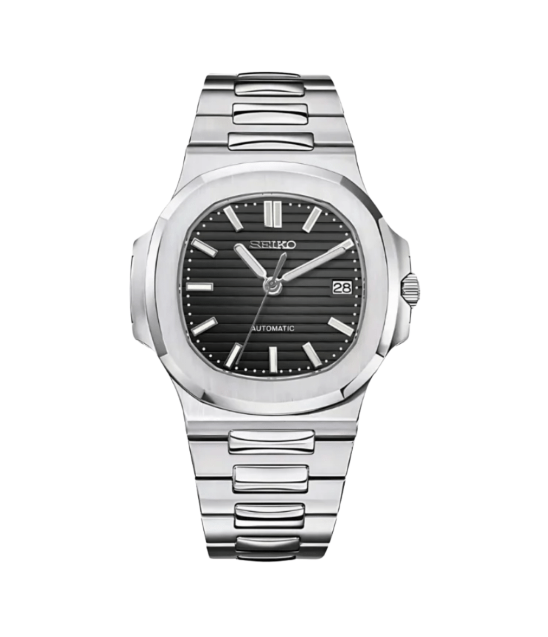 Seiko Mod Nautilus Silver Black