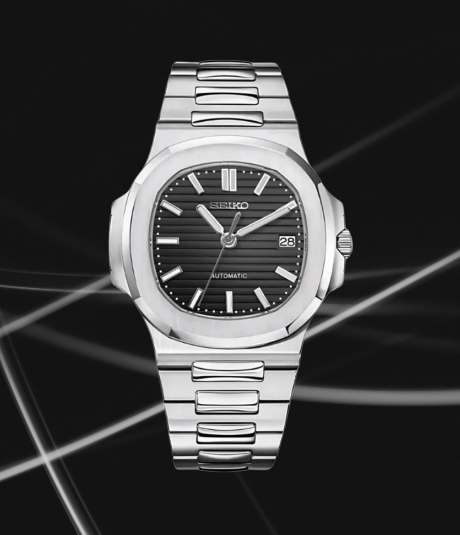 Seiko Mod Nautilus Silver Black