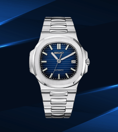 Seiko Mod Nautilus Silver Blue