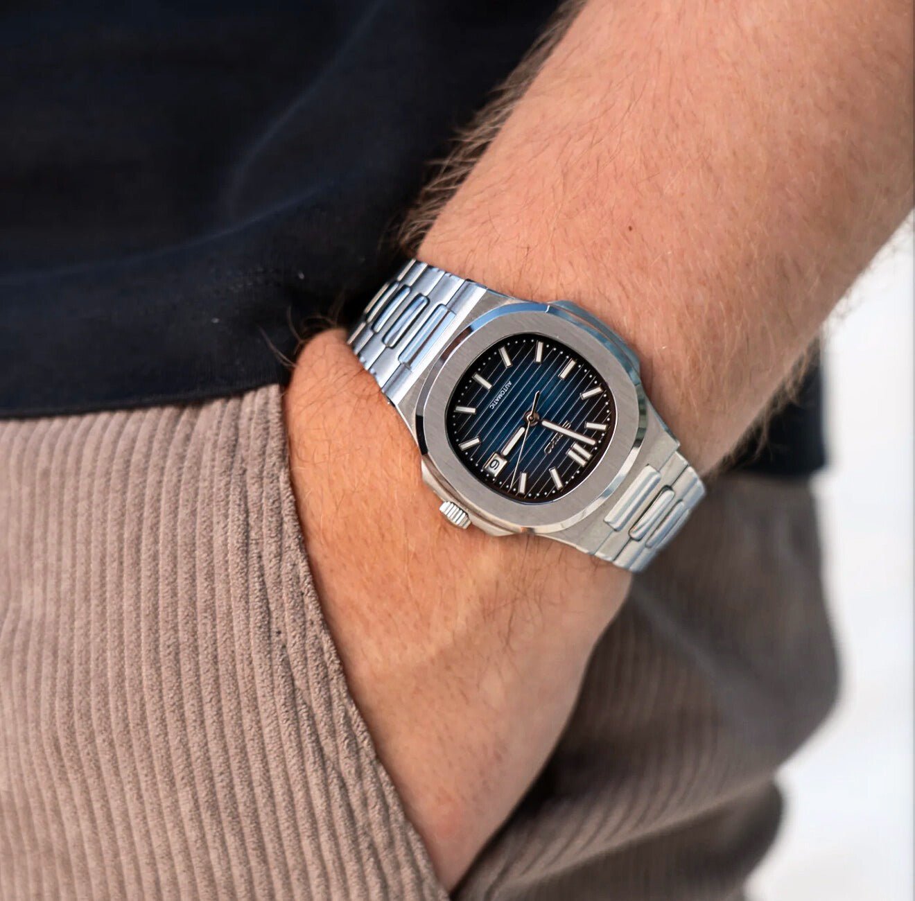 Seiko Mod Nautilus Silver Blue
