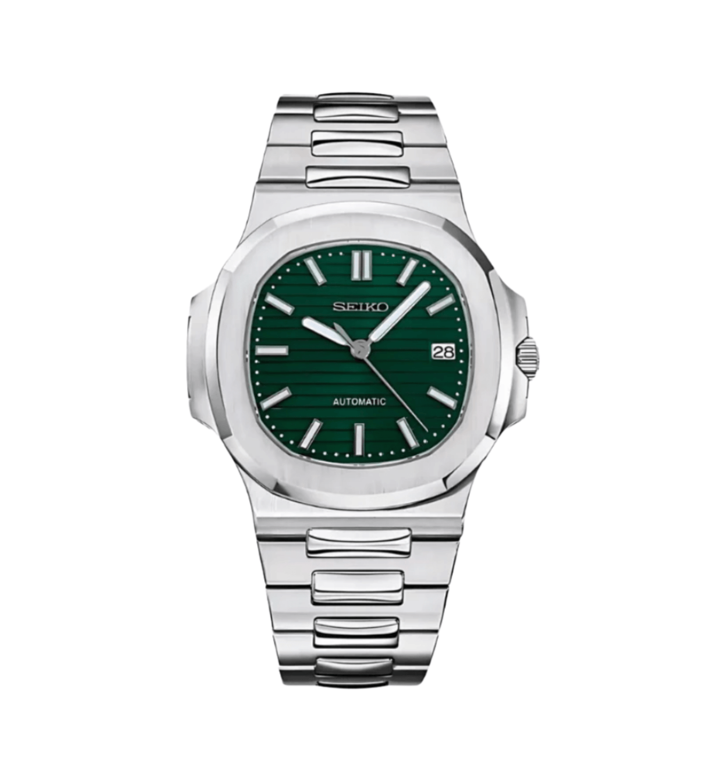 Seiko Mod Nautilus Silver Green