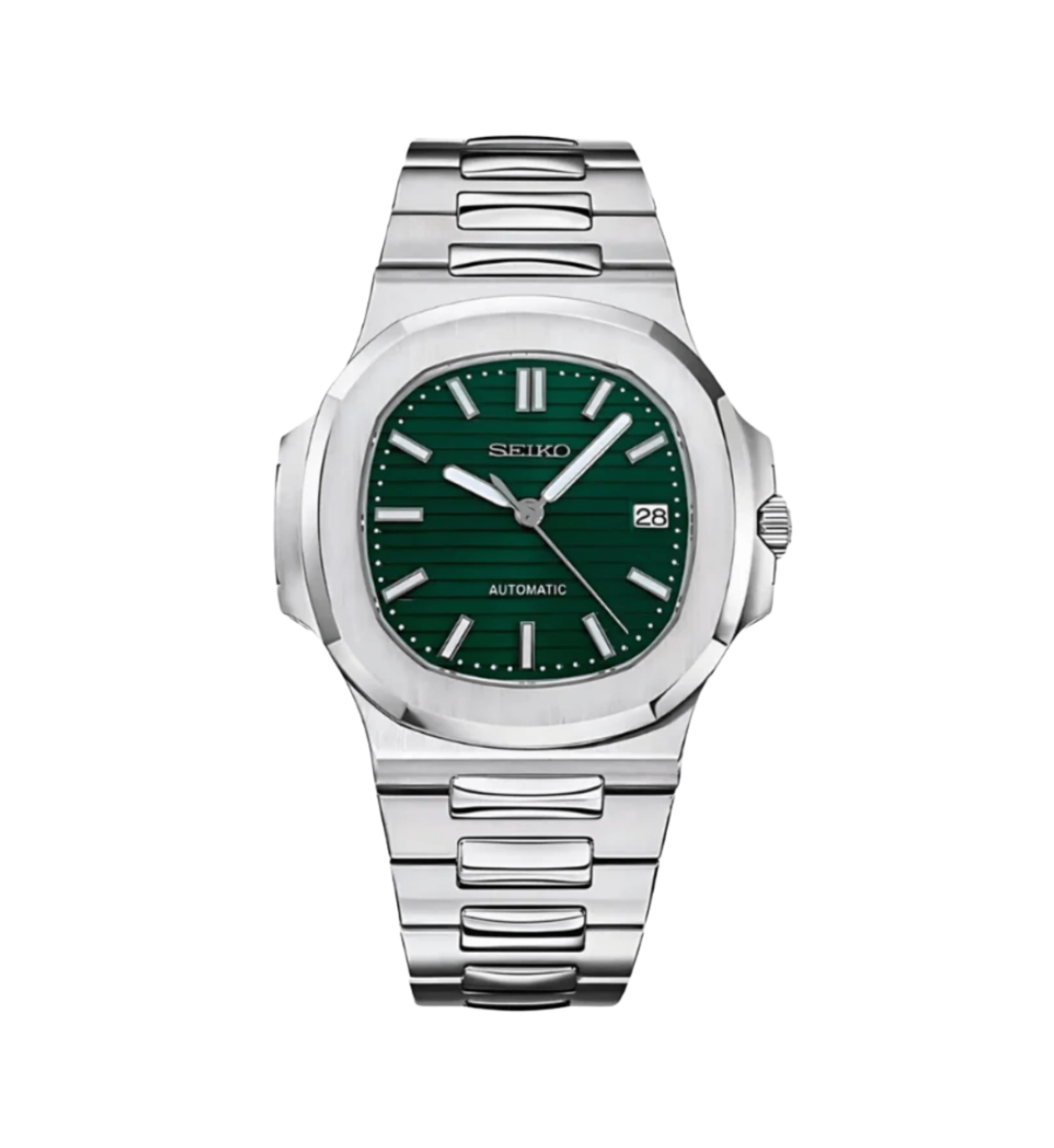 Seiko Mod Nautilus Silver Green