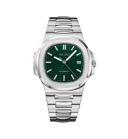 Seiko Mod Nautilus Silver Green
