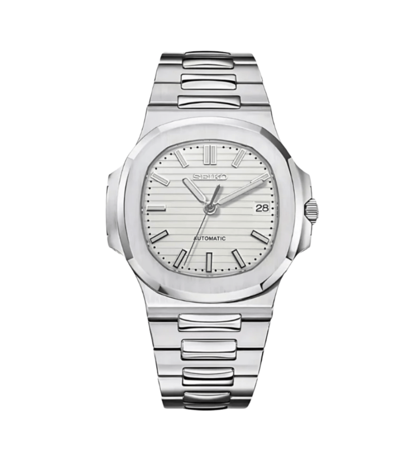 Seiko Mod Nautilus Silver White