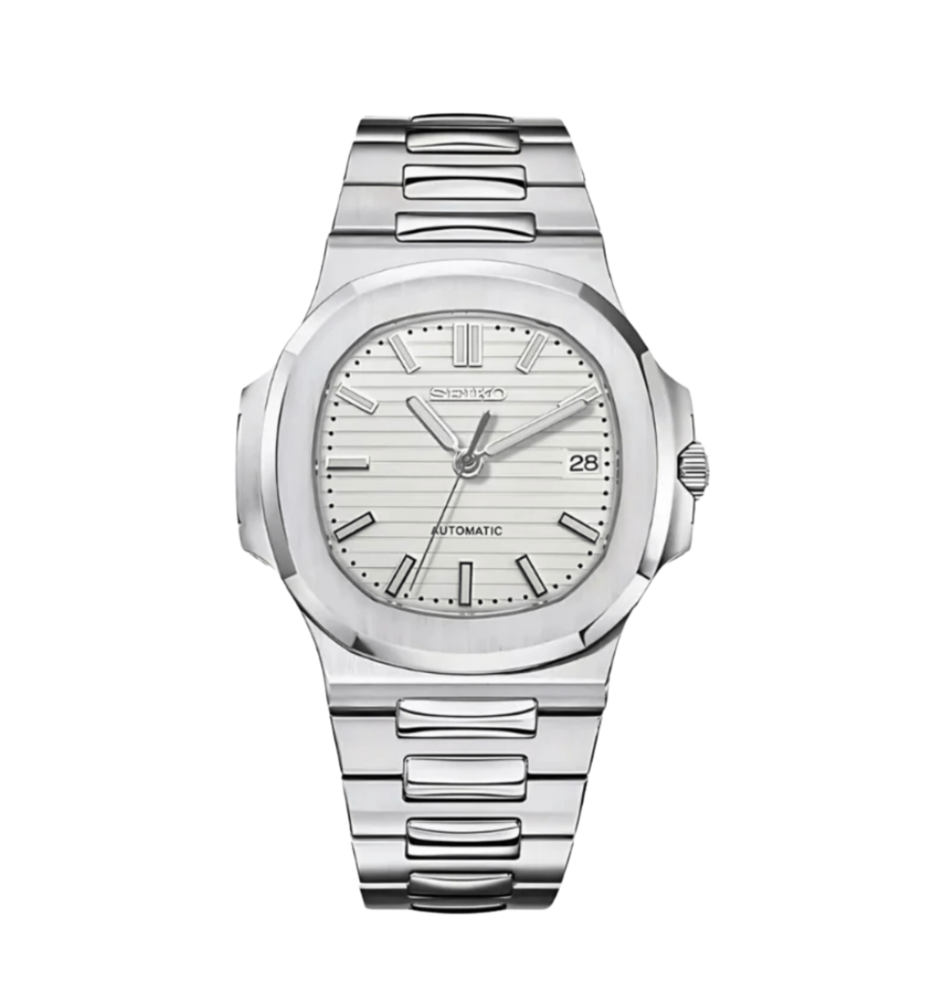 Seiko Mod Nautilus Silver White