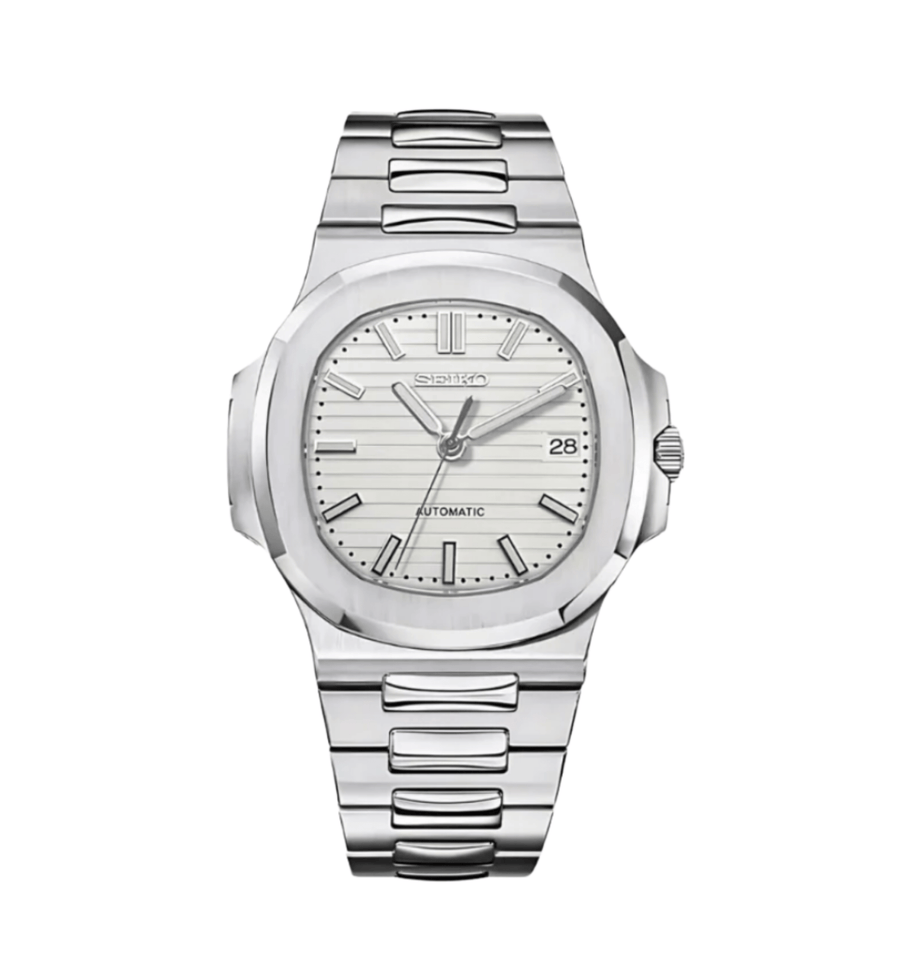 Seiko Mod Nautilus Silver White