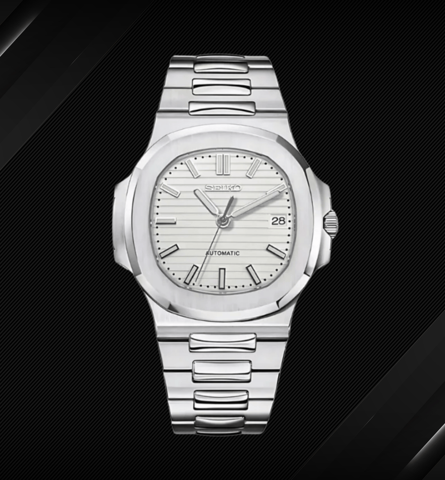 Seiko Mod Nautilus Silver White