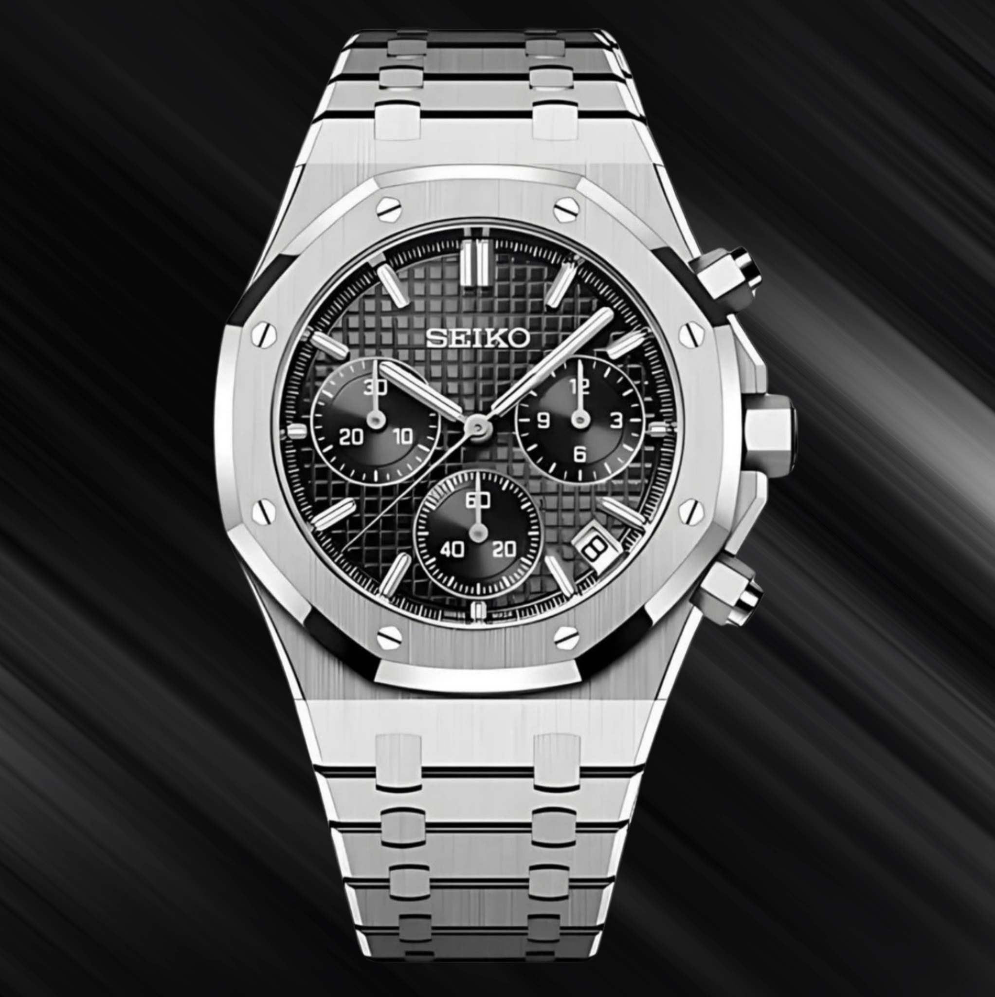 Seiko Mod Royal Oak Chronograph Black