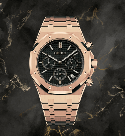 Seiko Mod Royal Oak Chronograph Rose Gold