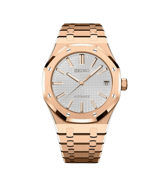 Seiko Mod Royal Oak Rose Gold - White
