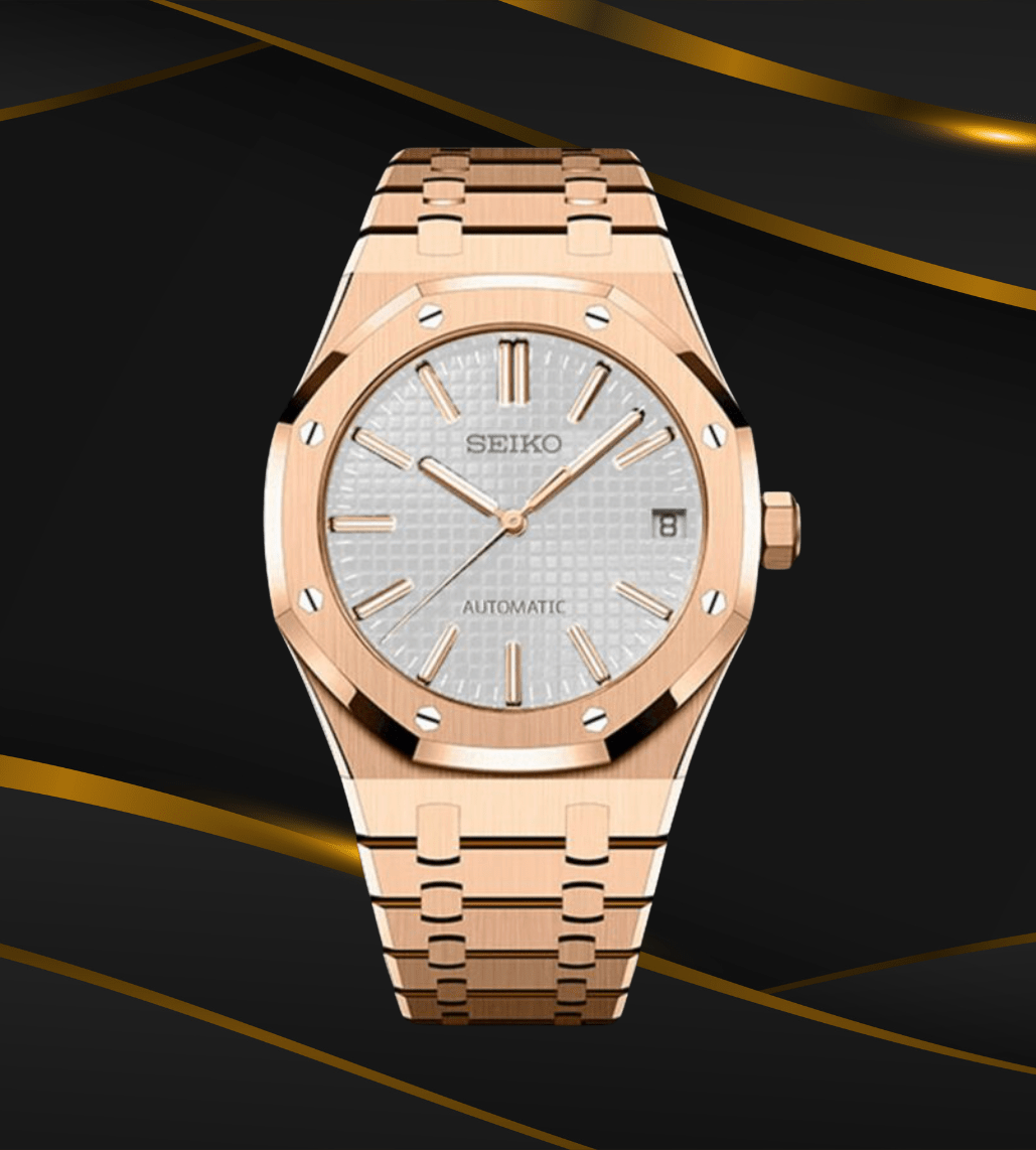 Seiko Mod Royal Oak Rose Gold - White