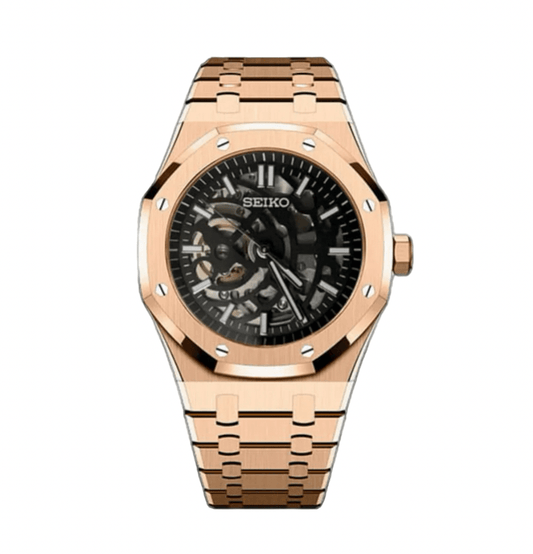 Seiko Mod Royal Oak Skeleton Rose Gold