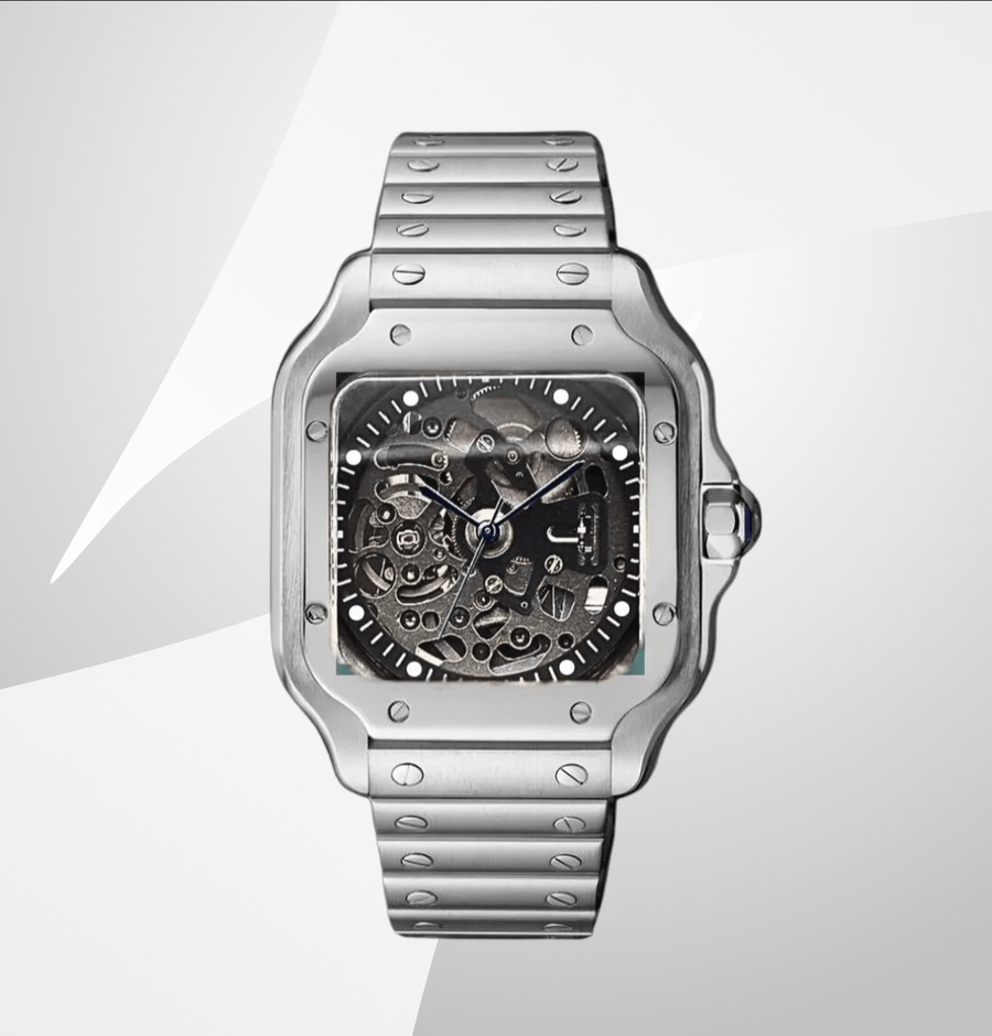 Seiko Mod Santos Skeleton Silver