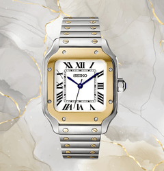 Seiko Mod Santos Two-tone White Roman