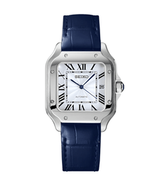 Seiko Mod Santos White Blue Leather