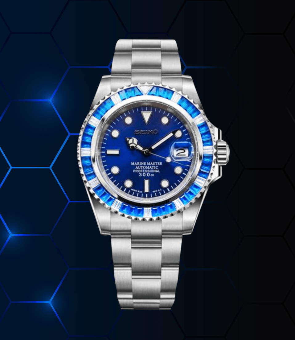 Seiko Mod Submariner Blue Ruby