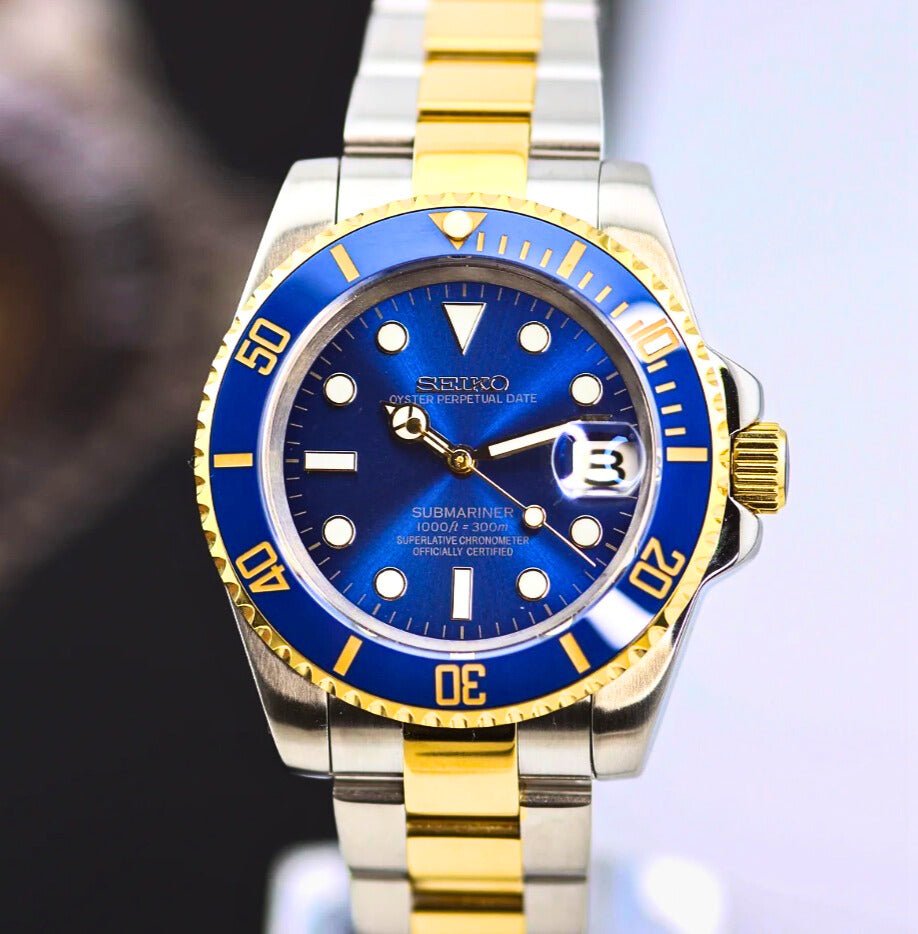 Seiko Mod Submariner Twotone Blue
